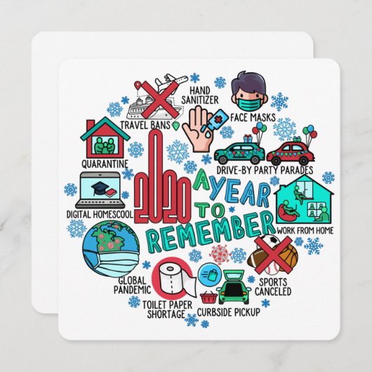 2020 Een jaar om grappige kerstflat te onthouden Feestdagenkaart (Voorkant / Achterkant)