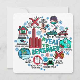 2020 Een jaar om grappige kerstflat te onthouden Feestdagenkaart