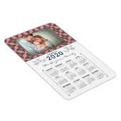 2020 Foto Personaliseert Roze Patroonkalender Magneet (Rechterzijde)