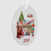2020 Funny Santa's Workshop Covid Face Mask Ornament (voorkant)