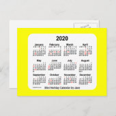 2020 Gele kalender van Janz ansichtkaart Feestdagenkaart (Voorkant / Achterkant)