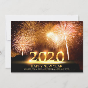 2020 Gelukkig Nieuwjaar Elegant Vuurwerk Groet Feestdagenkaart