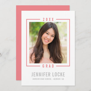 2020 GRAD INVITATION photo frame chic coral modern