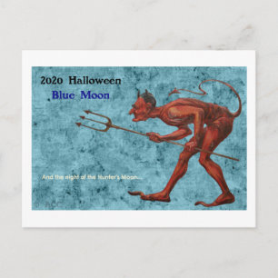2020 Halloween Blue Moon Devil Briefkaart