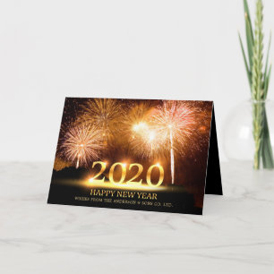 2020 Happy New Year Elegant Fireworks Greeting Kaart