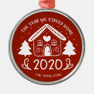 2020 Het jaar dat we thuis bleven Schattige Covid Metalen Ornament
