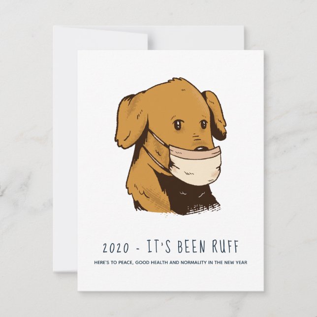 2020 Het was RUFF Funny Dog in Facemask Feestdagen (Voorkant)