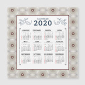 2020 jaar Calendar Red White Pattern Magnet (Voorkant)