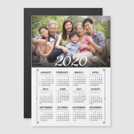 2020 jaar kalender foto Personalize Magnet (Voorkant / Achterkant)