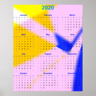 2020 jaar kalender voor thuis en kantoor. poster