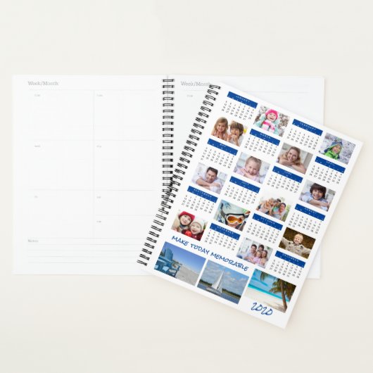 2020 Kalender Foto Collage Blauw Planner (Display)