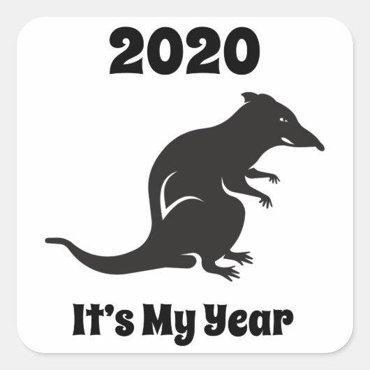 2020 Mijn Rat Jaar Vierkante Sticker (Voorkant)