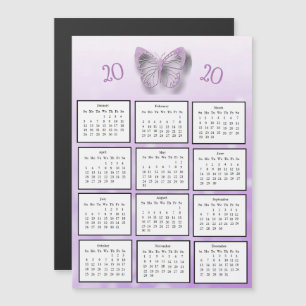 2020 Mini Calendar Paarse Butterfly Magnetische Uitnodiging