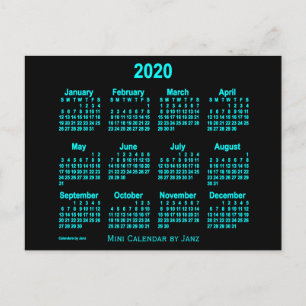 2020 Neon Blue Mini Calendar van Janz Briefkaart