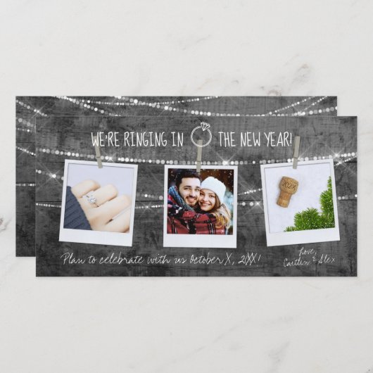 2020 Nieuwjaars Uitnodiging Rustieke Sla de Datum  (Voorkant / Achterkant)