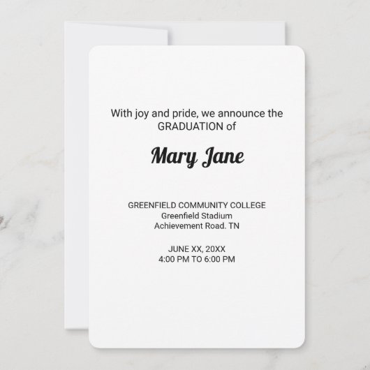 2020 Nom personnalisable Graduate Photo Faire-part (Dos)