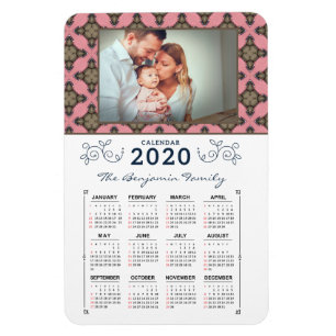 2020 Photo Personalize Pink Pattern Agenda Magneet