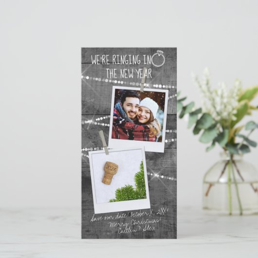 2020 Rustique Nouvel An Fiançailles Faire-part (Debout devant)