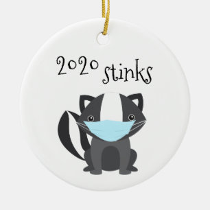 2020 Stinks Funny Skunk Covid Face Mask Keramisch Ornament