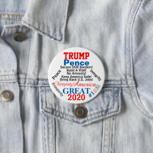 2020 Trump Pence US Verkiezing Ronde Button 7,6 Cm