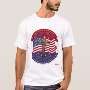 2020 Uw Stem Telt Kruis En Amerikaanse Vlag T-shirt
