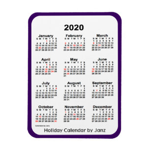 2020 Vakantiekalender door Janz Paarse Magneet
