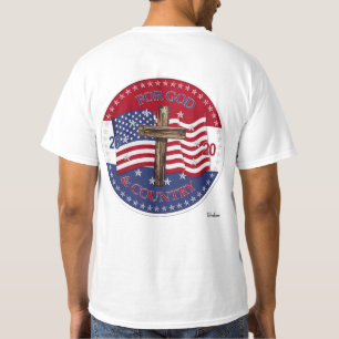 2020 Voor God en Land Kruis En Amerikaanse Vlag T-shirt