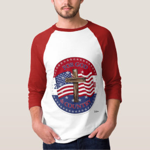2020 Voor God en Land Kruis En Amerikaanse Vlag T-shirt