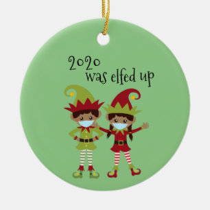 2020 Was Elfed Up Covid Mondmasker Etnische Elfen  Keramisch Ornament