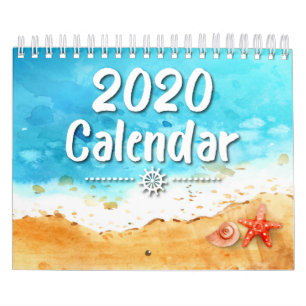 2020 Waterverf Oceaan Zee Levenskalender Kalender