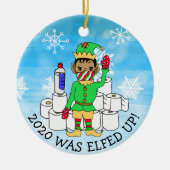 2020 werd opgevoed, grappige etnisch Elf in Facema Keramisch Ornament (Voorkant)