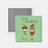 2020 werd opgevoed met Funny Covid Face mask Elf Magneet (Voorkant / Achterkant)