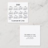 2020 White Calendar van Janz Square Visitekaartje (Voorkant / Achterkant)