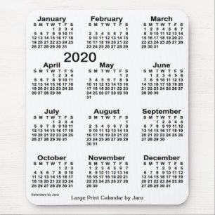 2020 White Large Print Calendar van Janz Muismat