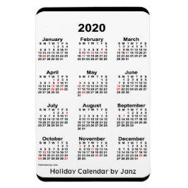 2020 Zwarte Vakantie Kalender door Janz Magnet Magneet