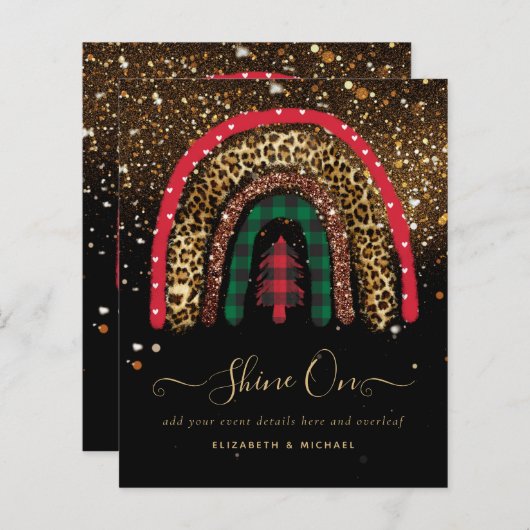 2021 Aangepast Kerst Regenboog Gouden Glitter Glam (Voorkant / Achterkant)