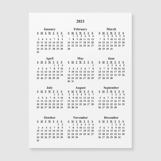 2021 Blanco kalender (Voorkant)