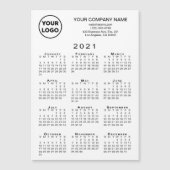 2021 Calendar Business Logo White Magnet Card (Voorkant)
