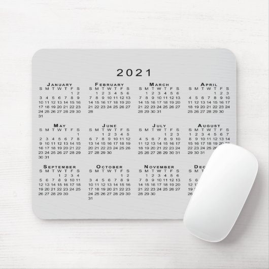 2021 Calendar Simple Gray and Black Muismat (Met muis)