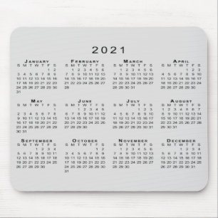2021 Calendar Simple Gray and Black Muismat