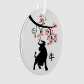 2021 Chinese Nieuwjaar Ox en Bloemen Ornament (voorkant)