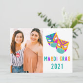 2021 Covid Quarantaine Grappige Mardi Gras Masker Kaart (Staand voorkant)