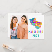 2021 Covid Quarantaine Grappige Mardi Gras Masker Kaart (Voorkant / Achterkant in situ)