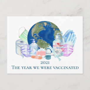 2021 Covid Year we waren gevaccineerd vaccin Briefkaart