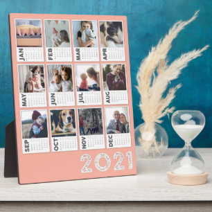 2021 Desktop Calendar Modern Photo Collage Fotoplaat