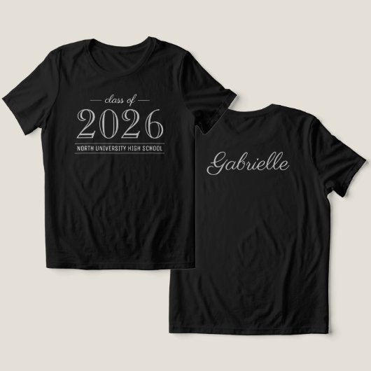 2021 Elegant zwart-grijs Afstuderen Tri-Blend Shirt (Ontwerp Voorkant & Achterkant)