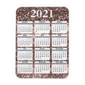 2021 Full Year Chunky Glitter Sparkle Calendar Magneet (Verticaal)