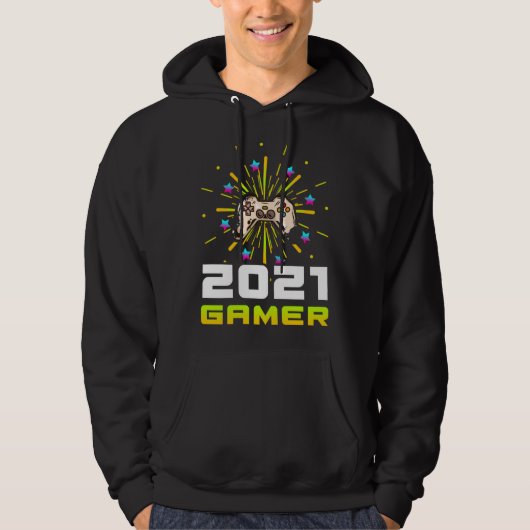 2021 Gamer Play Computer Video Games 2021 Firework Hoodie (Voorkant)