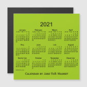 2021 Gele groene agenda van Janz 5x5 Magnet (Voorkant / Achterkant)