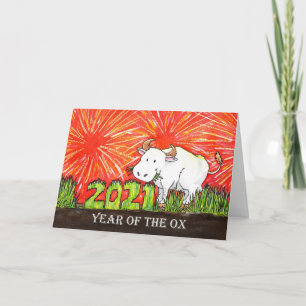 2021 Jaar van de os wenskaart Kaart